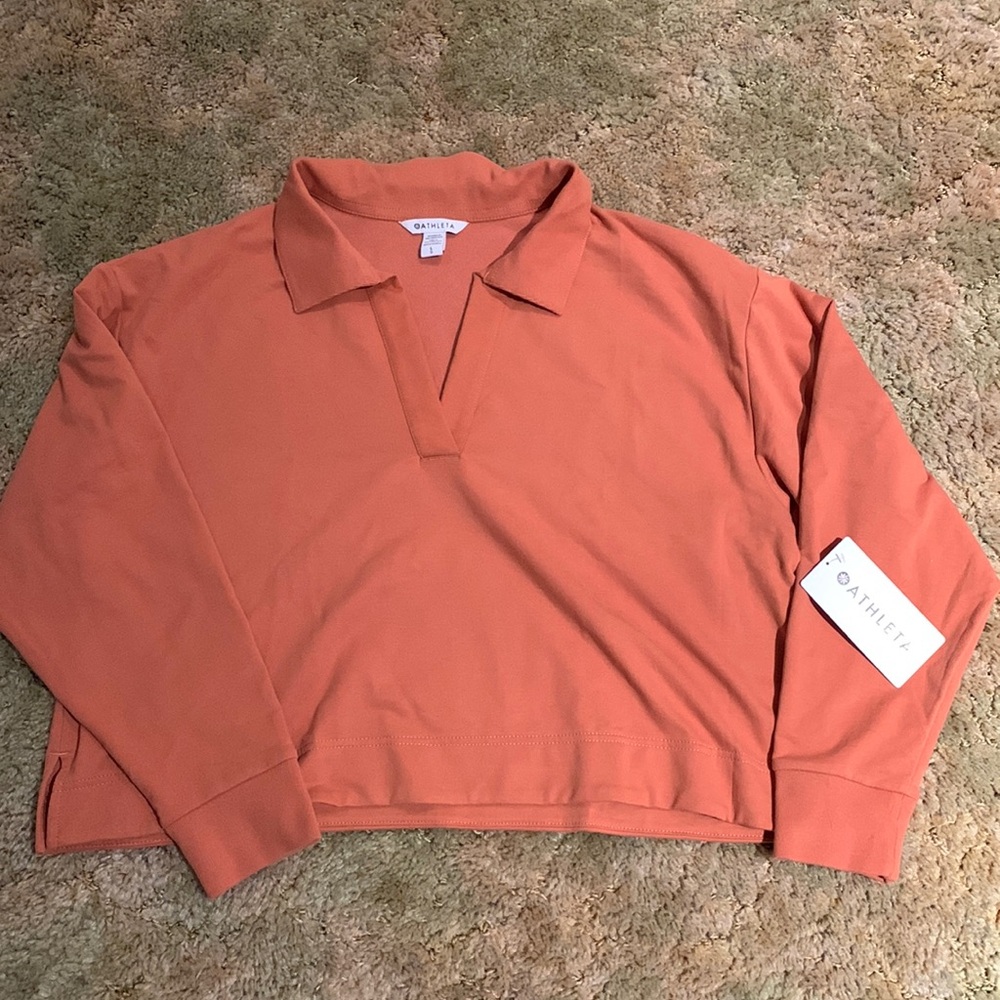 NWT Athleta Retroterry Polo Sweatshirt - L